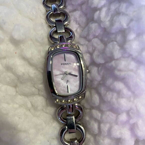 Vintage Fossil Stainless Steel Watch with Pink Face - Picture 3 of 4